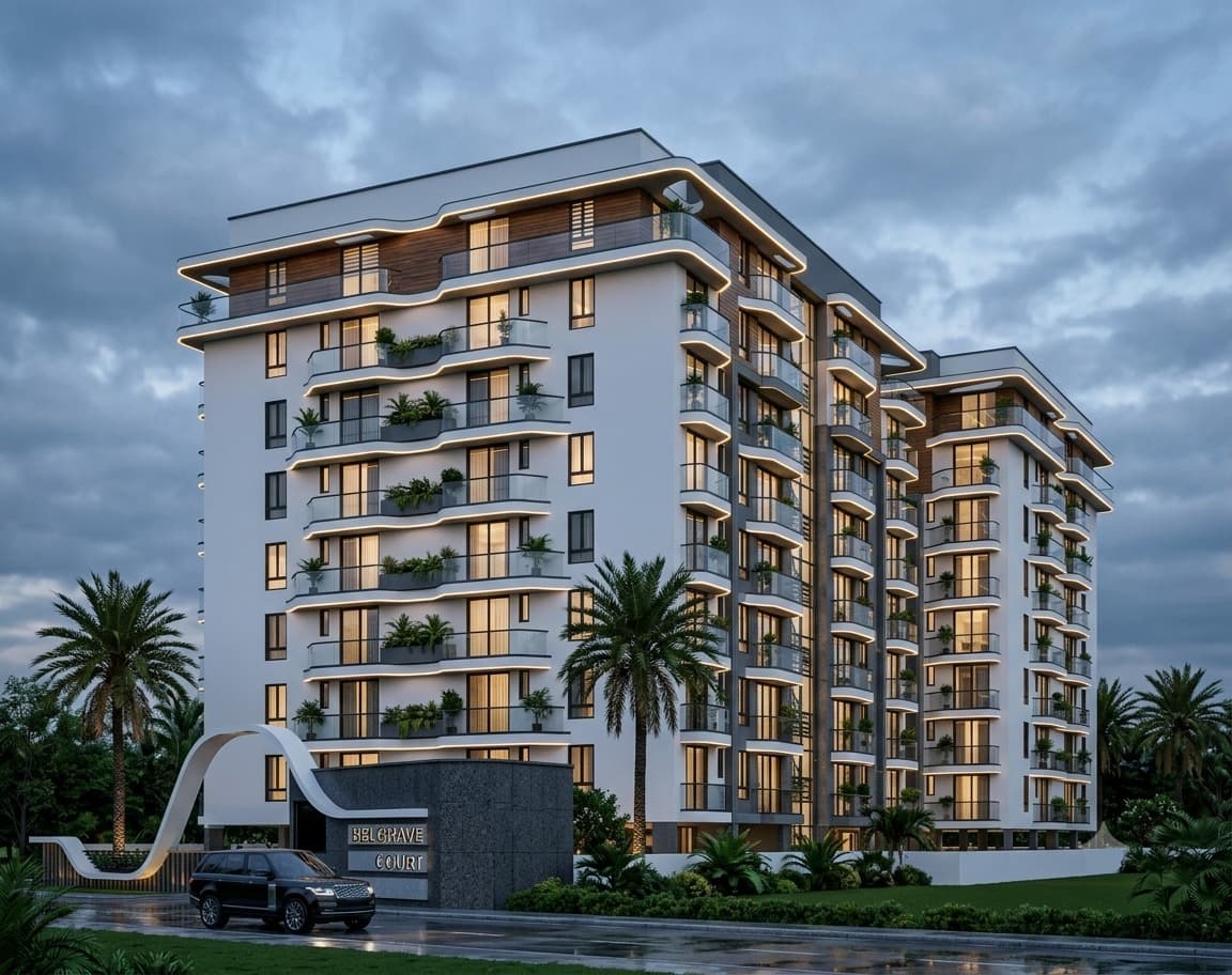Modern apartment complex exterior