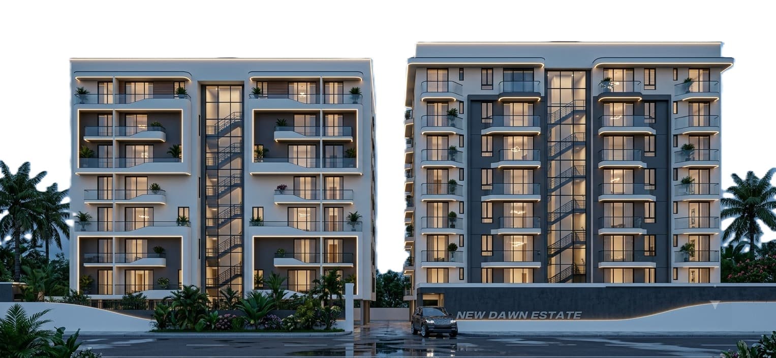 Modern apartment complex exterior